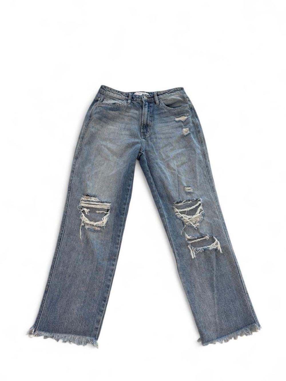 Flying Monkey High Rise Distressed Straight Leg Mom Jeans